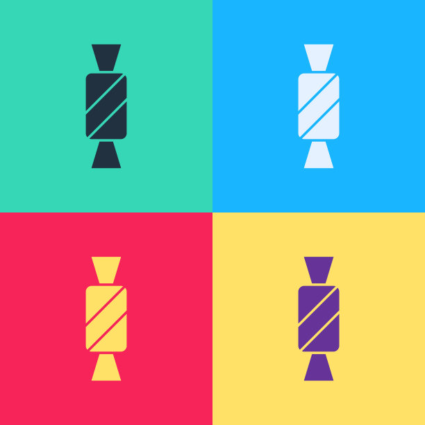 波普艺术糖果图标孤立的颜色背景图片下载