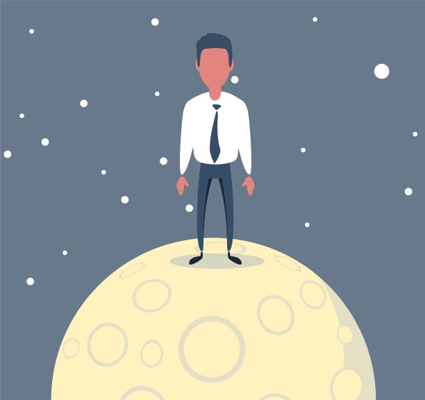 一个孤独的人坐在一个又大又亮的满月上图片下载