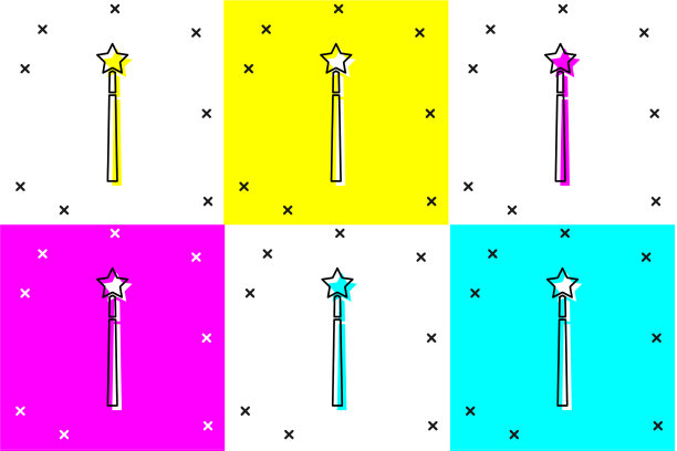 设置魔术棒图标孤立的颜色背景图片下载