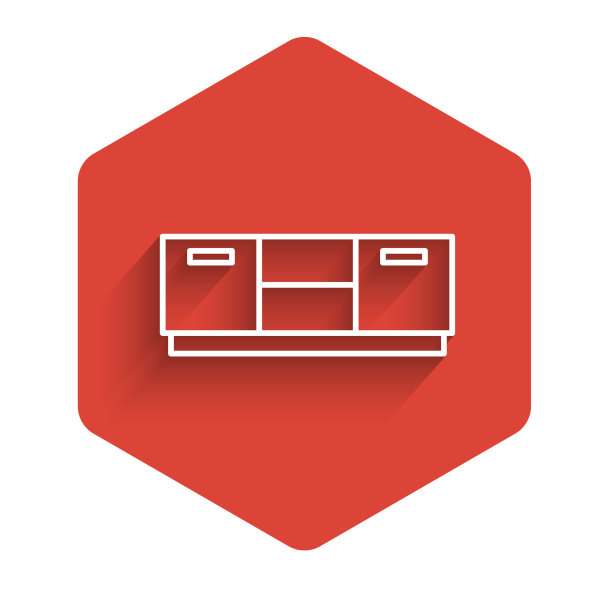 白色线条家具床头柜图标与孤立图片下载