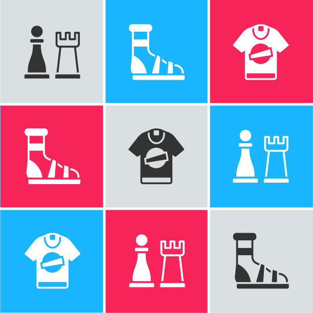 国际象棋拖鞋与袜子和t恤图标图片下载