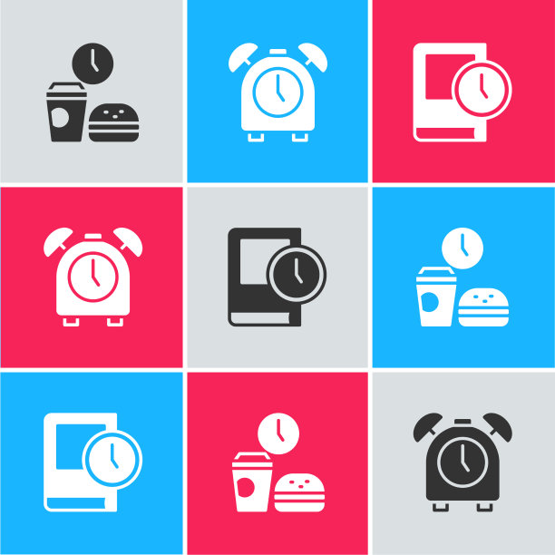 设定快餐时间闹钟和书的时间图片下载