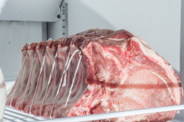 用细绳卷起来的猪肉放在冰箱里图片下载