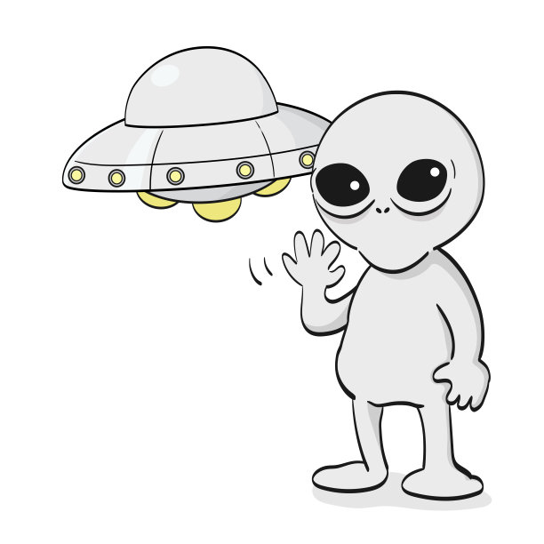 不明飞行物和外星人的插图。图片下载