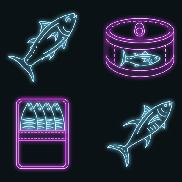 金枪鱼图标设置霓虹灯图片下载