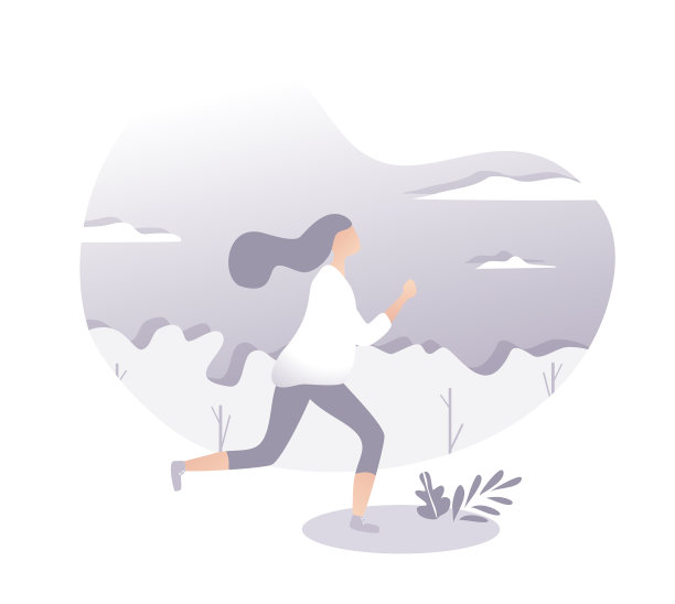 梯度与跑步女孩图片下载