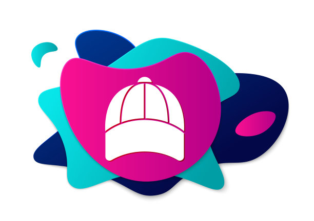 彩色棒球帽图标孤立在白色图片下载