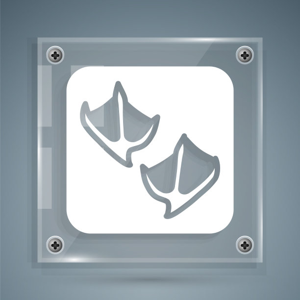 白色海鸥爪脚印图标孤立在灰色图片下载