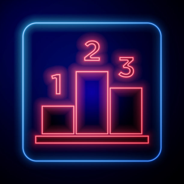 发光的霓虹灯奖在体育冠军领奖台图标图片下载