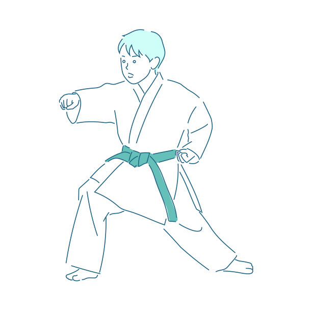 一个男孩做空手道的插图(白色背景，矢量，剪切)图片下载