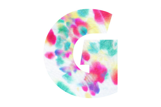 首字母G，带有抽象的手绘扎染纹理图片下载