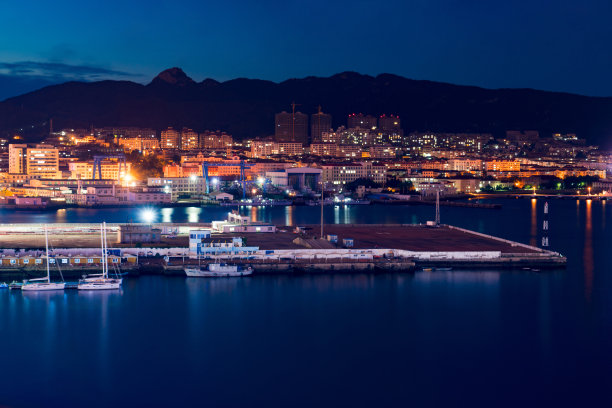 中国山东威海码头夜景图片下载