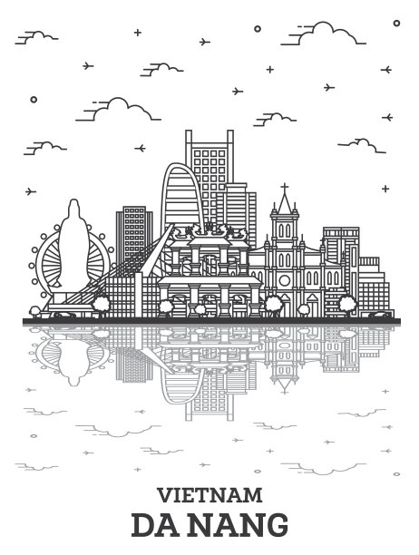 勾画越南岘港市的天际线图片下载