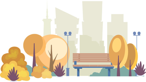 秋城公园长椅卡通图片下载