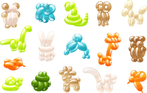 动物气球玩具为孩子设置卡通图片下载