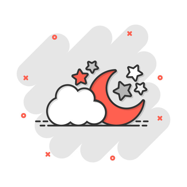 卡通月亮和星星与土块图标在漫画图片下载