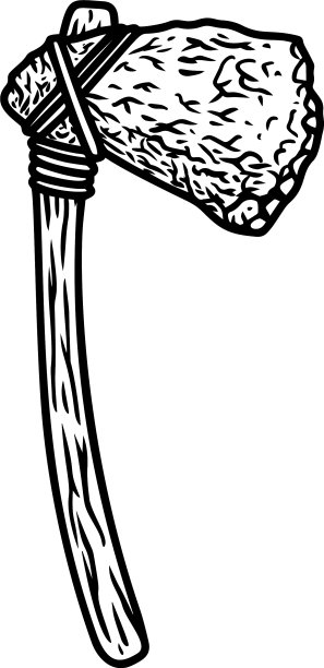 山顶洞人用石斧雕刻样式设计图片下载