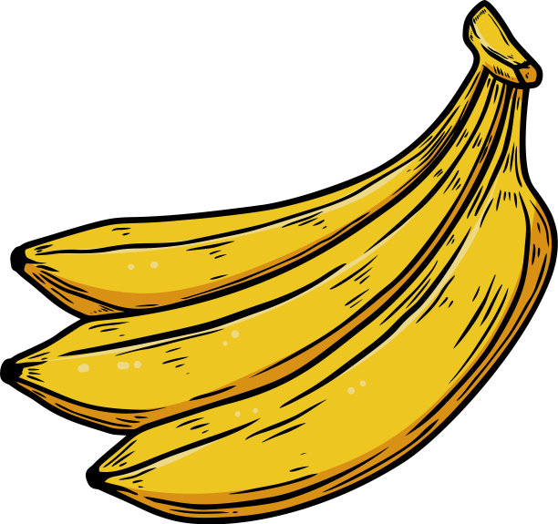 香蕉在雕刻风格的设计元素图片下载
