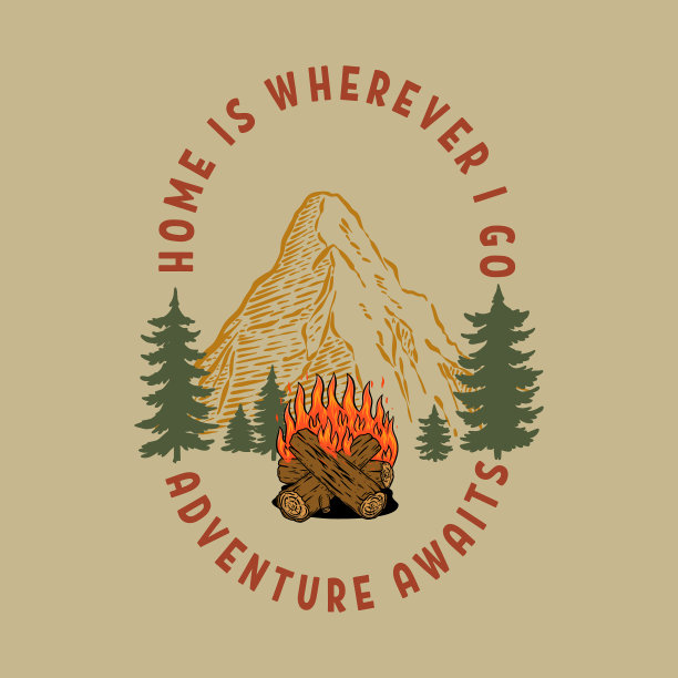 古老的山地景观与篝火图片下载