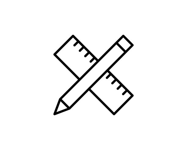 铅笔和标尺图标在时尚的轮廓风格图片下载