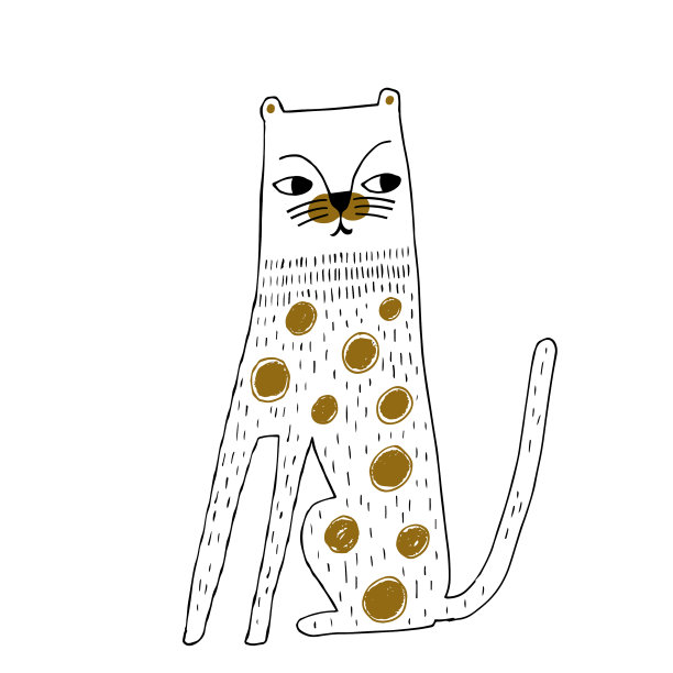 可爱的手绘猎豹卡通轮廓中图片下载