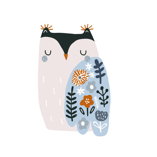 可爱的猫头鹰花图案非常适合t恤服装图片下载