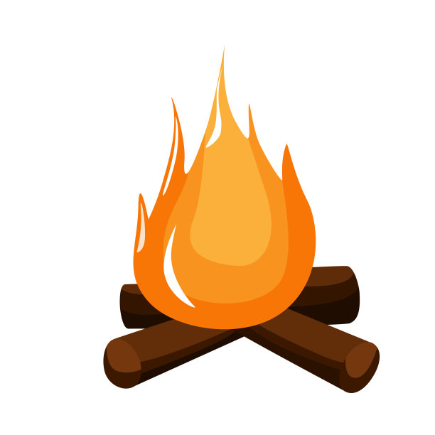 平坦的篝火孤立在白色的背景火焰图片下载