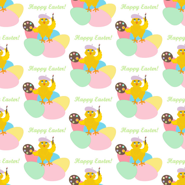 小鸡画复活节彩蛋可爱的动物图片下载