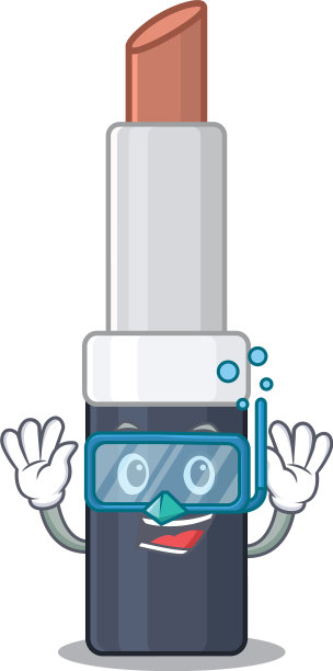 棕色口红吉祥物设计游泳与潜水图片下载