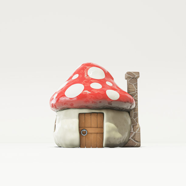 蘑菇房孤立在白色图片下载