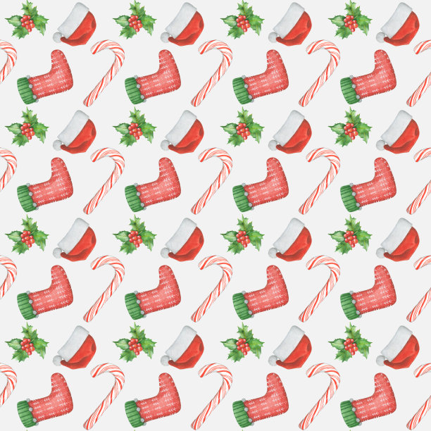 无缝图案的圣诞袜和圣诞帽。圣诞节无缝模式。电子纸。新年。冬天的点缀图片下载