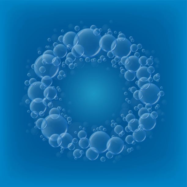 蓝色背景上的水泡图片下载