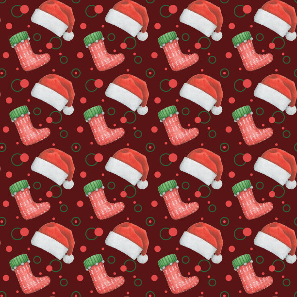 无缝图案的圣诞袜和圣诞帽。圣诞节无缝模式。电子纸。新年。冬天的点缀图片下载