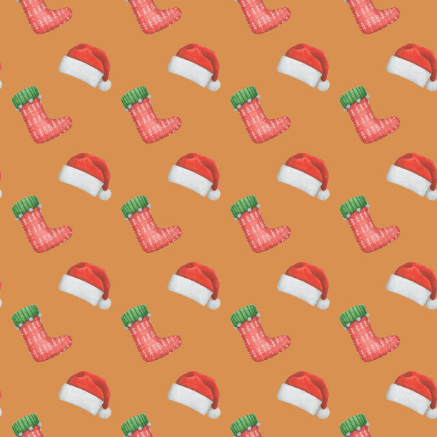 无缝图案的圣诞袜和圣诞帽。圣诞节无缝模式。电子纸。新年。冬天的点缀图片下载