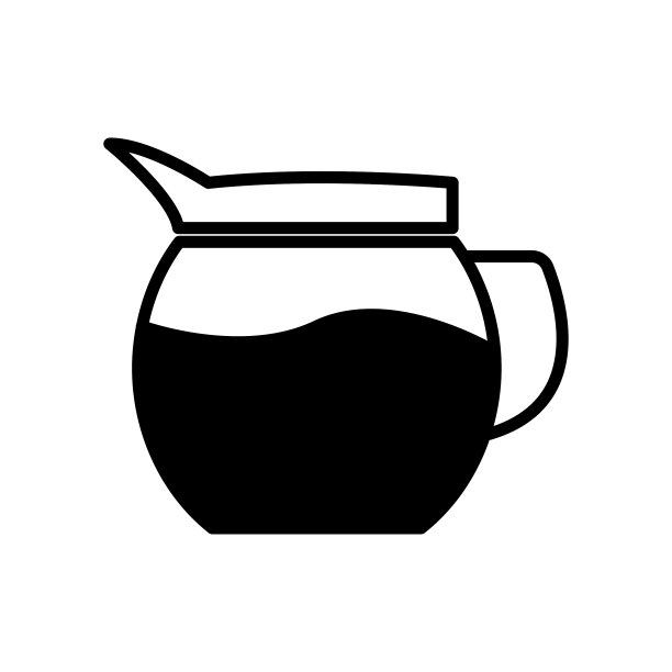 白色背景上可编辑的咖啡茶壶图标图片下载