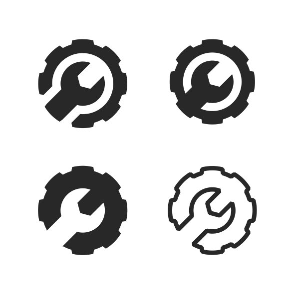 扳手和齿轮设置服务图标标志设置图片下载