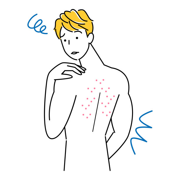 皮肤护理：为背部长痘而烦恼的可爱男人图片下载