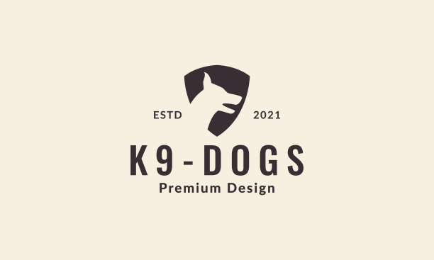 狗头与盾或警卫剪影标志图片下载