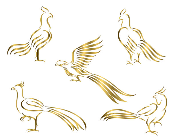 金鸡和雉鸡的线条艺术图片下载