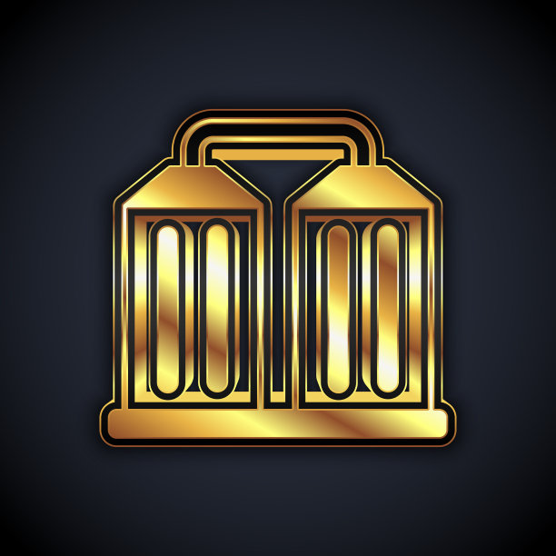 金色粮仓图标孤立在黑色背景图片下载