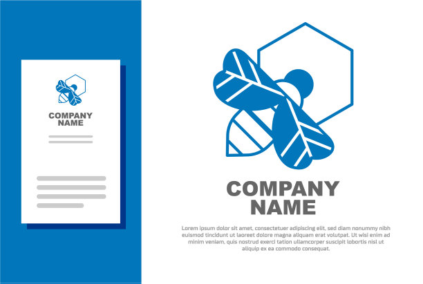 蓝色蜜蜂和蜂巢图标孤立在白色上图片下载