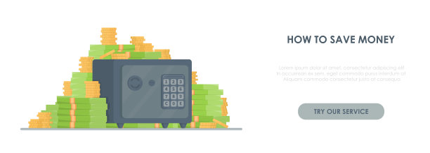 储蓄美元硬币纸币。网站，页面，演示的概念。图片下载