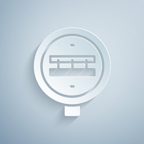 剪纸铁路十字路口图标孤立在灰色图片下载