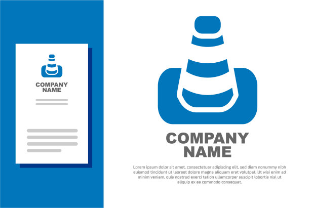 蓝色交通锥状标志孤立在白色上图片下载
