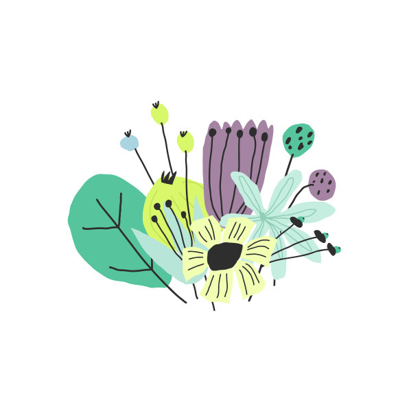 鲜艳有趣的花束。矢量手绘插图图片下载