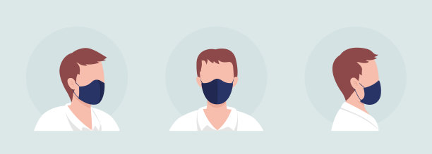 人半平面彩色矢量人物头像与面具设置图片下载