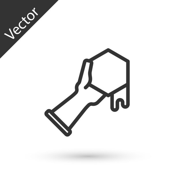 灰色线蜂窝和手图标隔离图片下载