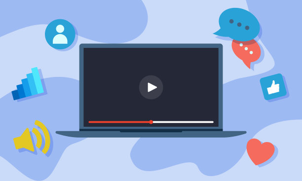 笔记本电脑与图标模板背景图片下载