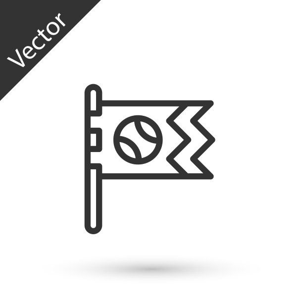 灰色线旗与棒球图标隔离图片下载