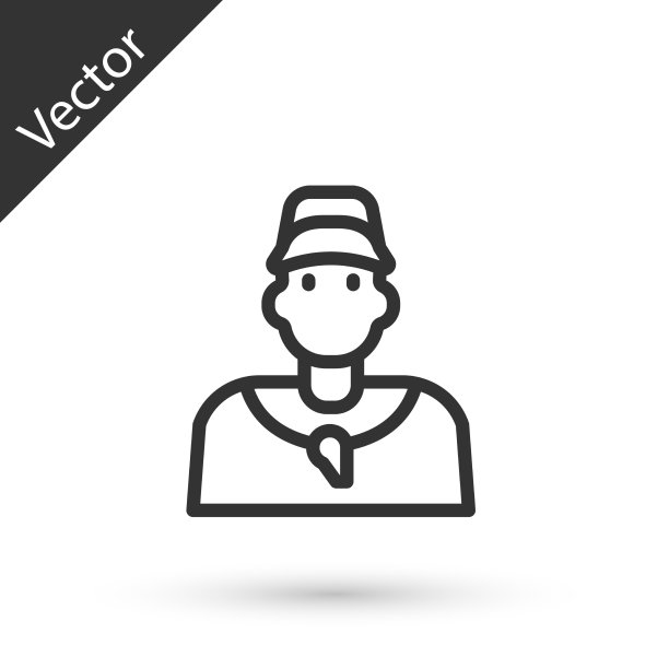 灰色线棒球教练图标孤立在白色图片下载